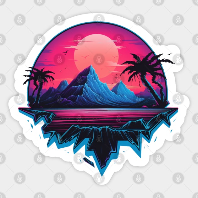 80's Retrowave Synth Island Sticker by Nightarcade